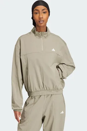 adidas Womens AEROREADY Train Essentials Woven Quarter-Zip Track Jacket - Recycled Material - Size Large