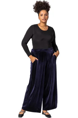 Roman Womens Curve Velvet Wide Leg Trousers - - Size UK 22-24
