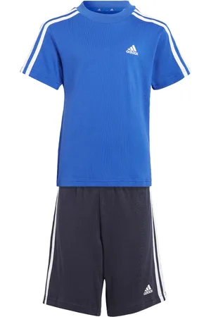 adidas Kids Unisex Essentials 3-Stripes Tee and Shorts Set - Cotton - Size 6-7Y