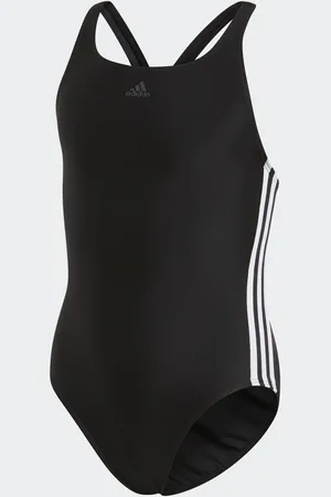 adidas Childrens Unisex Athly V 3-Stripes Swimsuit - Recycled Material - Size 7-8Y