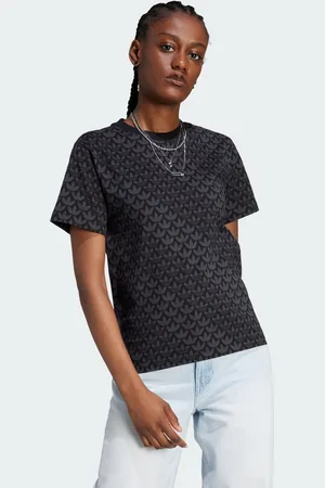 adidas Womens Trefoil Monogram Tee - Cotton - Size 2XS