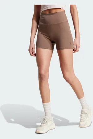 adidas Womens Lounge Ribbed High-Waist Bike Shorts - Cotton - Size X-Large