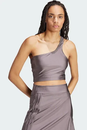 adidas Womens Fashion Cut-Out Spandex Crop Top - Recycled Material - Size Large