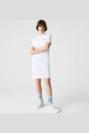 Lacoste Womens Trumpet Sleeve Piqué Polo Dress in Cotton - Size 16 UK