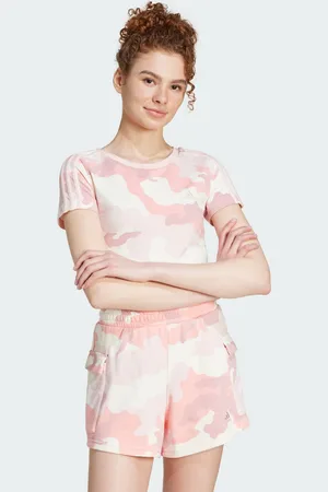 adidas Womens Essentials 3-Stripes Camo Print Baby Tee - Cotton - Size X-Large