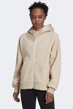 adidas Womens Studio Lounge Fleece Hooded Full-Zip Hoodie - Cotton - Size 2XS