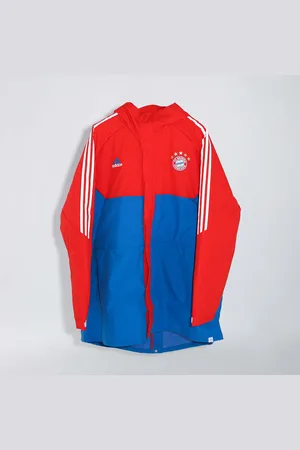 adidas Mens Bayern Munich 2022/23 Stadium Parka Jacket in Red Blue - - Size 3XL