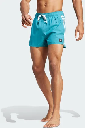 adidas Mens 3-Stripes CLX Very-Short-Length Swim Shorts - Recycled Material - Size Small