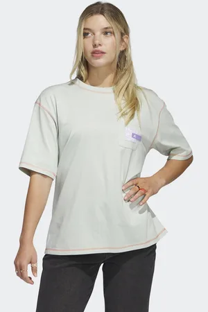adidas Womens Sport Statement Boyfriend Pocket Tee - Cotton - Size X-Large