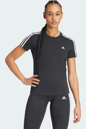 adidas Womens Essentials Slim 3-Stripes Tee - Cotton - Size Small (Short)