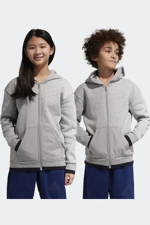 adidas Childrens Unisex All SZN Fleece Full-Zip Track Top - Cotton - Size 7-8Y