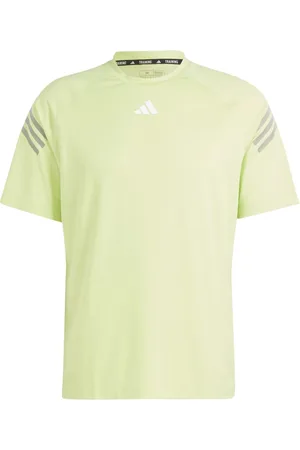 adidas Mens Train Icons 3-Stripes Training T-Shirt in Lime - - Size Medium