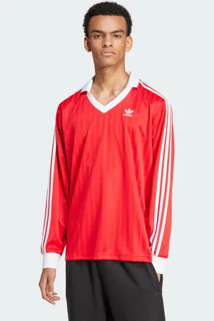 adidas Mens Adicolor Piqué Football Long Sleeve Tee - Recycled Material - Size Medium
