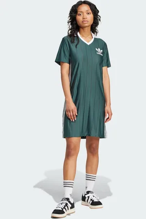 adidas Womens Adicolor 3-Stripes Pinstripe Dress - Recycled Material - Size X-Small