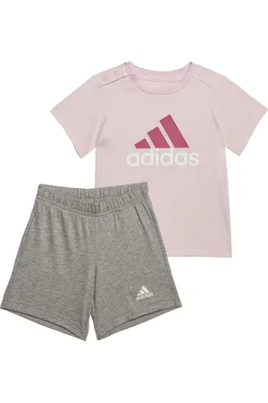 adidas Childrens Unisex Essentials Organic Cotton Tee and Shorts Set - - Size 0-3M