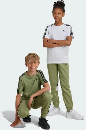 adidas Kids Unisex Tiberio 3-Stripes Colorblock Fleece Pants - Cotton - Size 13-14Y