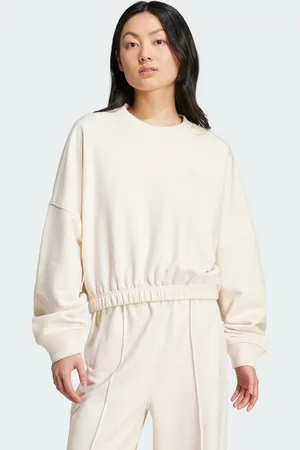 adidas Womens Premium Essentials Oversized Sweatshirt - Cotton - Size Large