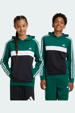 adidas Kids Unisex Tiberio 3-Stripes Colorblock Fleece Hoodie - Cotton - Size 7-8Y
