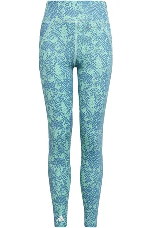 adidas Kids Unisex AEROREADY Animal-Print Optime 7/8 High-Rise Pocket Tights - recycled_material - Size 11-12Y
