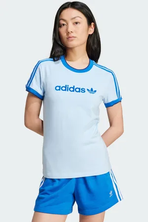 adidas Womens Graphic Badge Slim 3-Stripes Tee - Cotton - Size Small