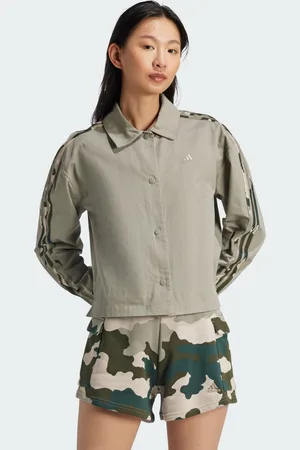 adidas Womens Essentials Camo Printed 3-Stripes Twill Coach Jacket - Cotton - Size X-Small