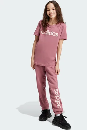 adidas Kids Unisex Essentials Linear Logo Pants - Cotton - Size 13-14Y