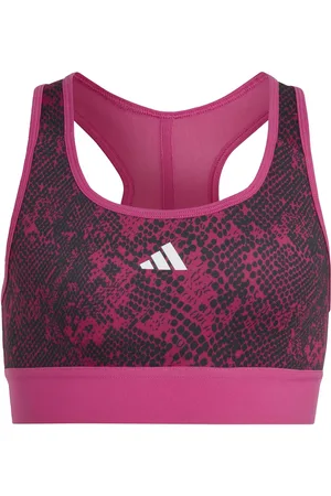 adidas Childrens Unisex AEROREADY PowerReact Animal Print Padded Sports Bra - Recycled Material - Size 14-15Y