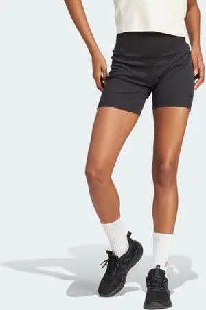 adidas Womens Lounge Ribbed High-Waist Bike Shorts - Cotton - Size Large