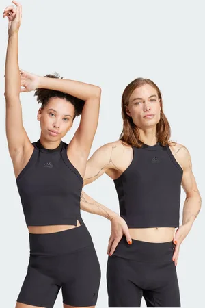 adidas Womens Lounge Ribbed Crop Tank Top - Cotton - Size X-Large