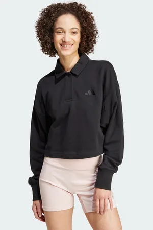 adidas Womens ALL SZN French Terry Polo Sweatshirt - Cotton - Size Medium