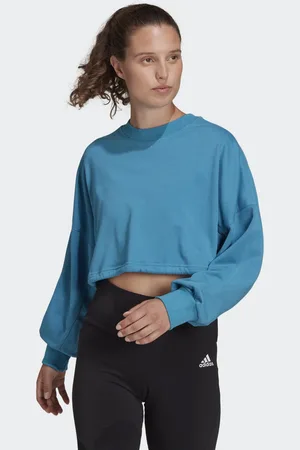 adidas Womens Studio Lounge Summer Crew Sweatshirt - Cotton - Size Small