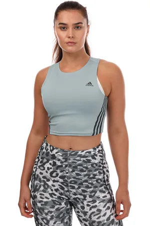 adidas Womens Run Icons 3-Stripes Cooler Running Crop Top in - Size UK 20-22 (Womens)