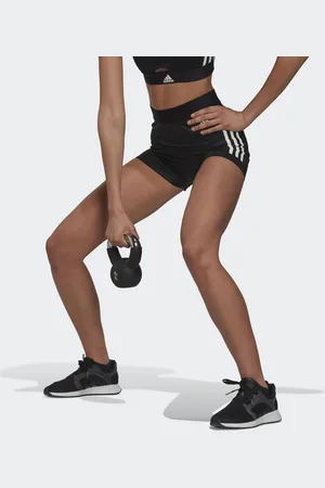 adidas Womens Hyperglam 3-Stripes Short Leggings - Recycled Material - Size X-Small