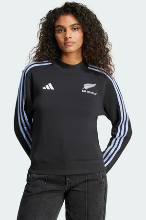 adidas Womens All Blacks Rugby Long Sleeve Sweatshirt - Cotton - Size X-Large