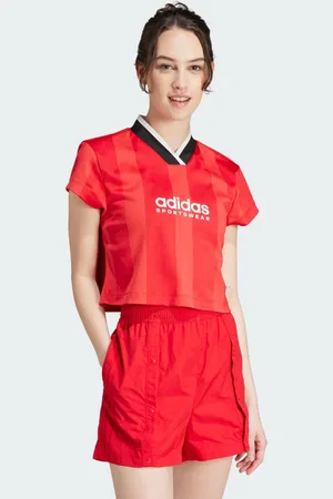 adidas Womens Tiro Colorblock Crop Tee - Recycled Material - Size X-Large