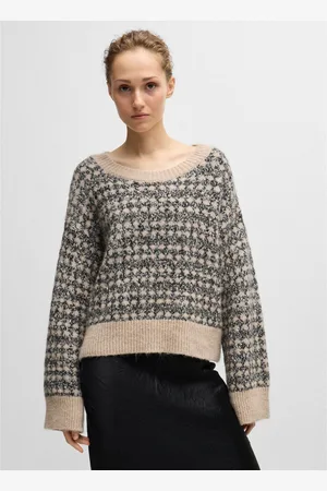 HUGO BOSS Womens Fernade Jacquard-Knit Sweater in Textile - Size X-Large