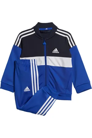 adidas Kids Unisex Tiberio 3-Stripes Colorblock Shiny Track Suit - Recycled Material - Size 9-12M