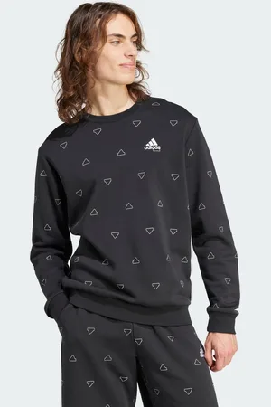 adidas Mens Seasonal Essentials Monogram Graphic Crew Sweatshirt - Cotton - Size Medium