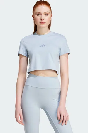 adidas Womens ALL SZN 3-Stripes Slim Tee - Cotton - Size X-Large