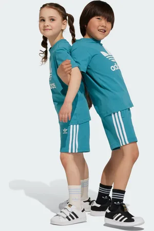 adidas Kids Unisex Adicolor Shorts and Tee Set - Cotton - Size 3-4Y