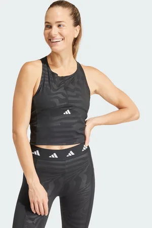adidas Womens Techfit Printed Crop Training Tank Top - Recycled Material - Size Small