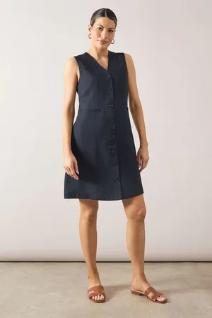 wallis Womens Viscose Mix Sleeveless Button Shift Dress - - Size 20 UK