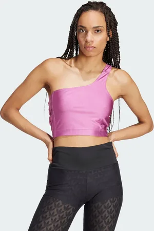 adidas Womens Fashion Cut-Out Spandex Crop Top - Recycled Material - Size Medium