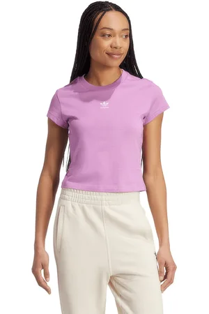 adidas Womens Essentials Slim-Fit T-Shirt in Cotton - Size UK 4-6 (Womens)