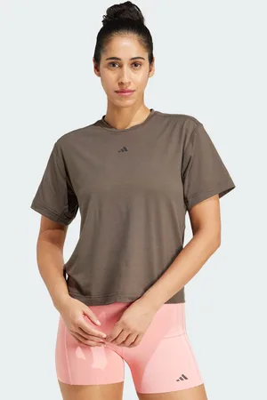 adidas Womens Power Back-Cutout 3-Stripes Tee - Recycled Material - Size Medium
