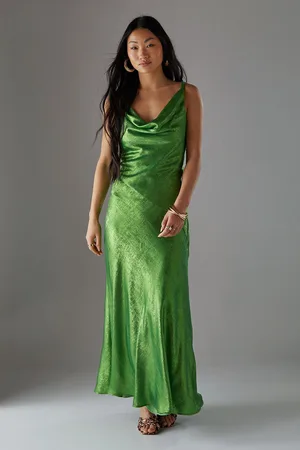 warehouse Womens Petite Metallic Lame Cowl Neck Maxi Dress - - Size 16 UK