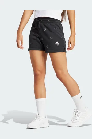 adidas Womens Essentials Monogram Fleece Graphic Shorts - Cotton - Size 2XS