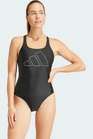 adidas Womens Big Bars X-Back Swimsuit - Recycled Material - Size Medium