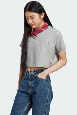 adidas Womens Lounge Terry Loop Crop Top - - Size Medium