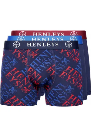 Henleys Mens Rutlers Assorted Designs Boxer Shorts (Pack of 3) (Multicoloured) - - Size Small